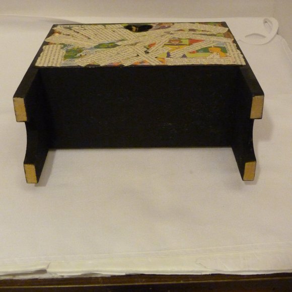 Handmade Decoupage Wood Doll Bench Miniature Display Bench Furniture Decor - Picture 5 of 10